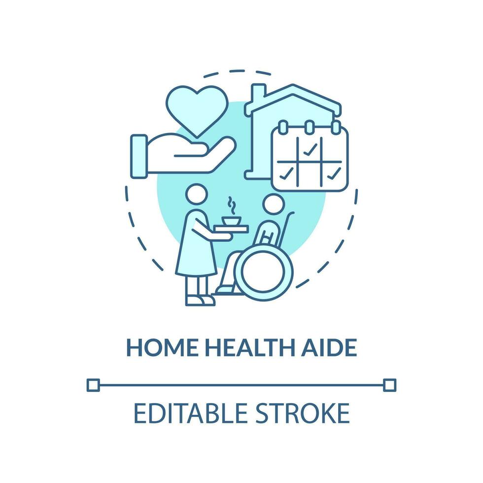 Home health aide blue concept icon. Professional medical healthcare service abstract idea thin line illustration. Isolated outline drawing. Editable stroke vector