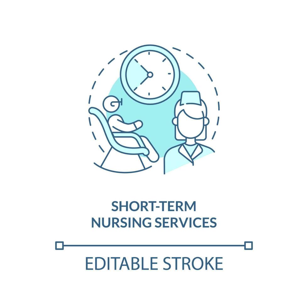 Short-term nursing services blue concept icon. Home health care service abstract idea thin line illustration. Isolated outline drawing. Editable stroke vector