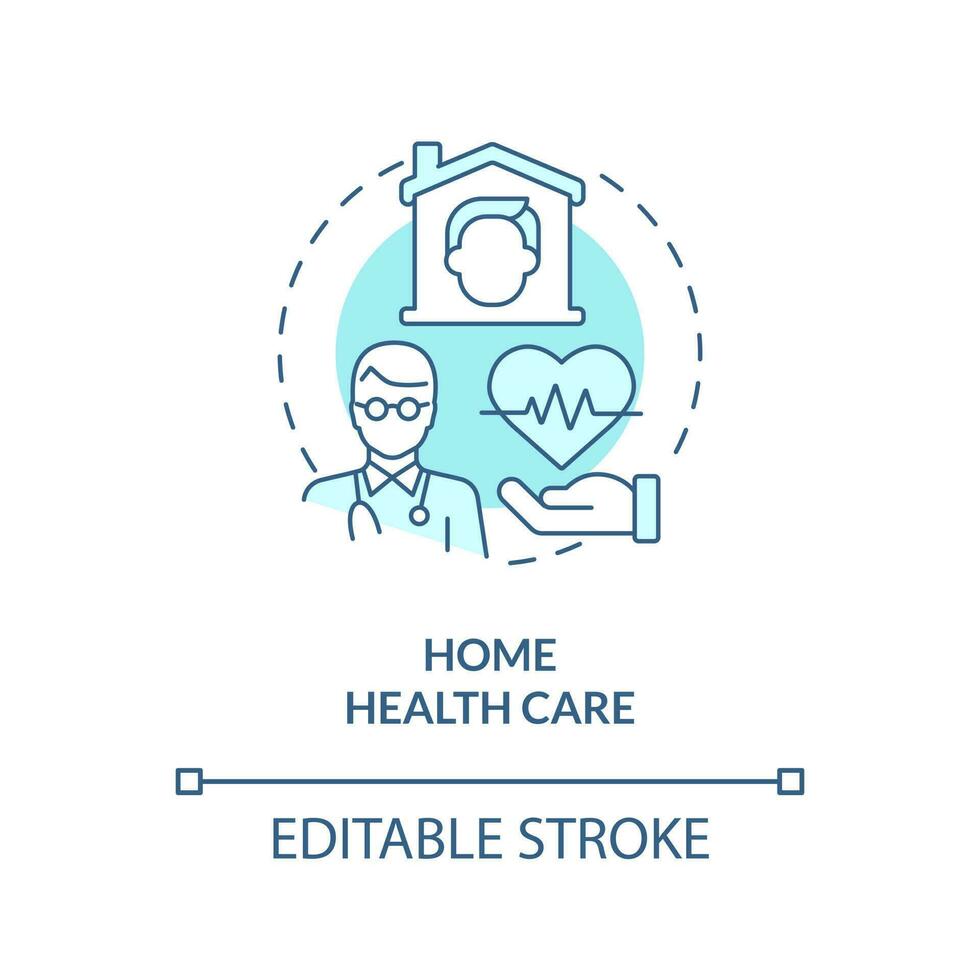Home health care blue concept icon. Physician directed service. Medical assistance abstract idea thin line illustration. Isolated outline drawing. Editable stroke vector