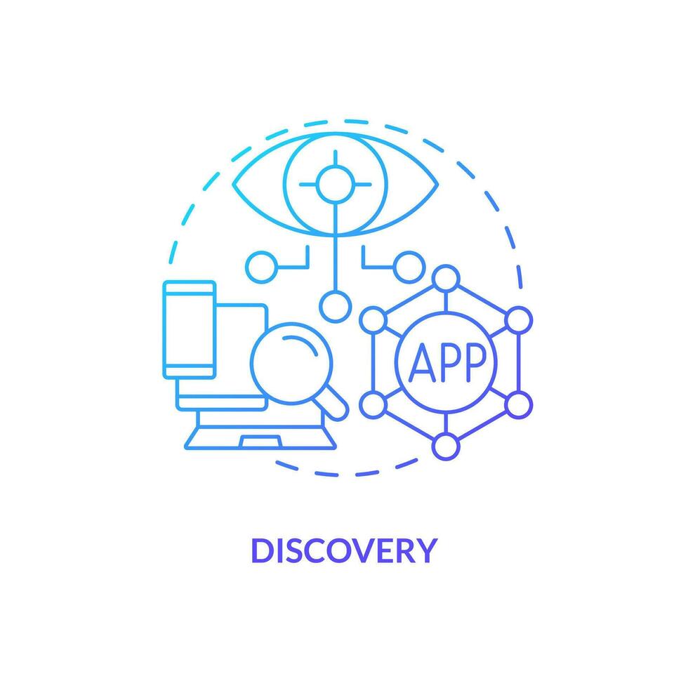 Discovery blue gradient concept icon. Innovative online resources. User experience. Layer of metaverse abstract idea thin line illustration. Isolated outline drawing vector