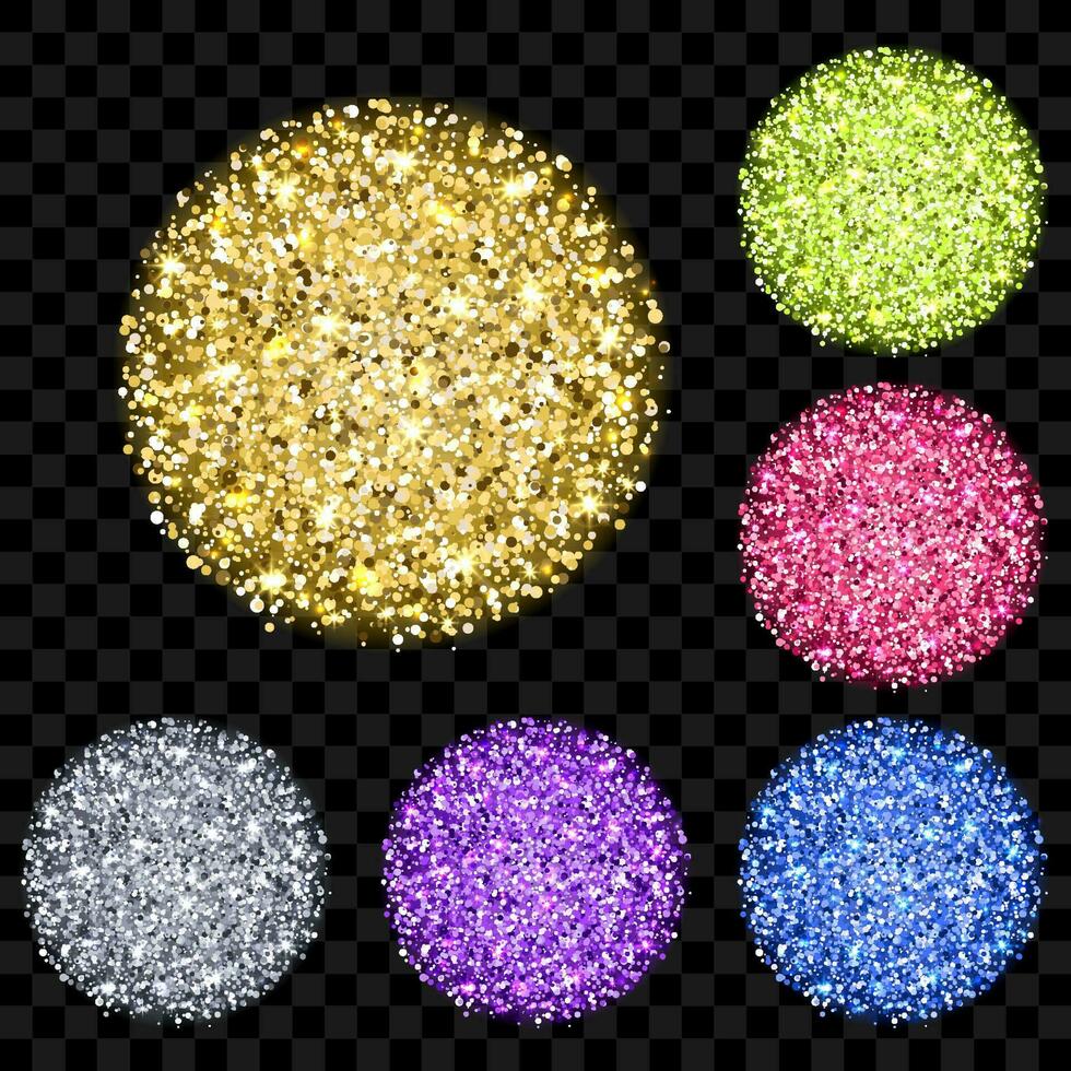 Set of colorful glitters. A scattering of colored cosmetic or decorative sparkles. Vector illustration