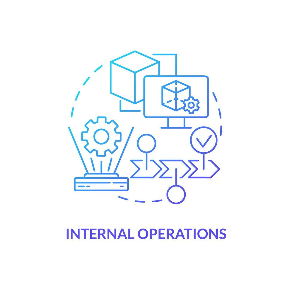 Internal operations blue gradient concept icon. Virtual models testing. Metaverse category abstract idea thin line illustration. Isolated outline drawing vector