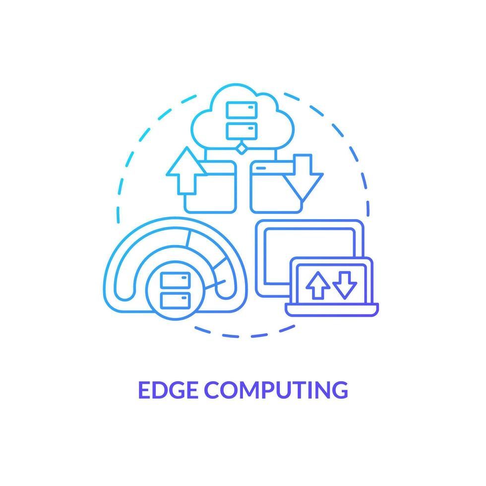 borde informática azul degradado concepto icono. Más rápido datos transmisión canales metaverso tecnología resumen idea Delgado línea ilustración. aislado contorno dibujo vector