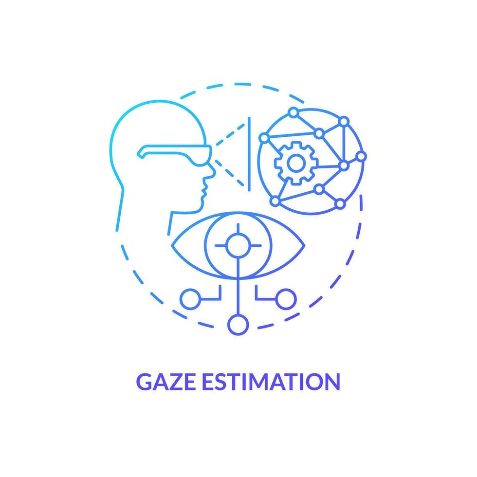 Gaze estimation blue gradient concept icon. Machine learning. Synthetic data solution for metaverse abstract idea thin line illustration. Isolated outline drawing vector