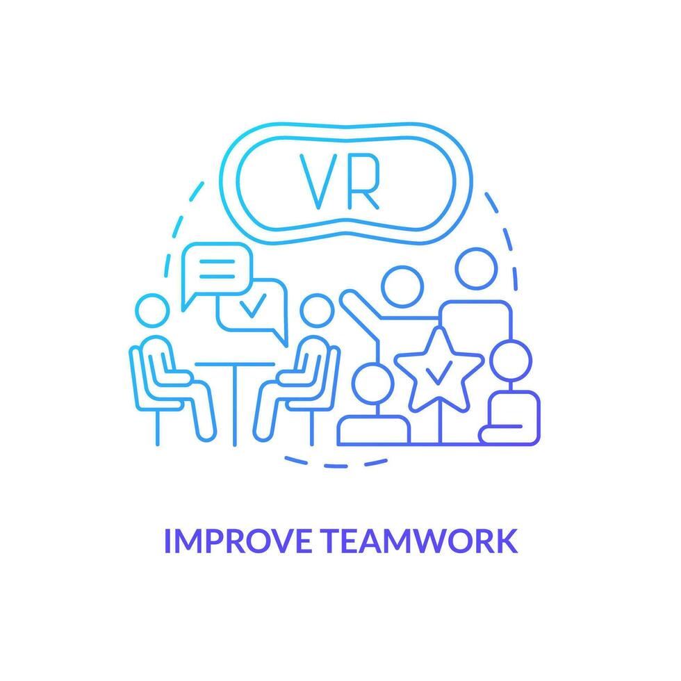 Improve teamwork blue gradient concept icon. Improve interaction. Metaverse importance for business abstract idea thin line illustration. Isolated outline drawing vector