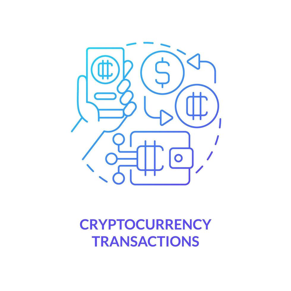 Cryptocurrency transactions blue gradient concept icon. Blockchain. Metaverse importance for business abstract idea thin line illustration. Isolated outline drawing vector