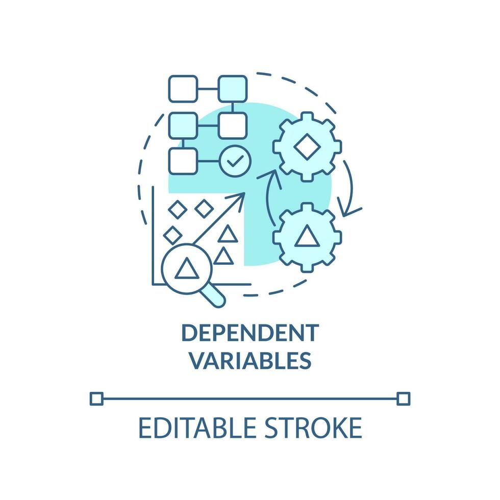 Dependent variables turquoise concept icon. Causal research principles abstract idea thin line illustration. Isolated outline drawing. Editable stroke vector