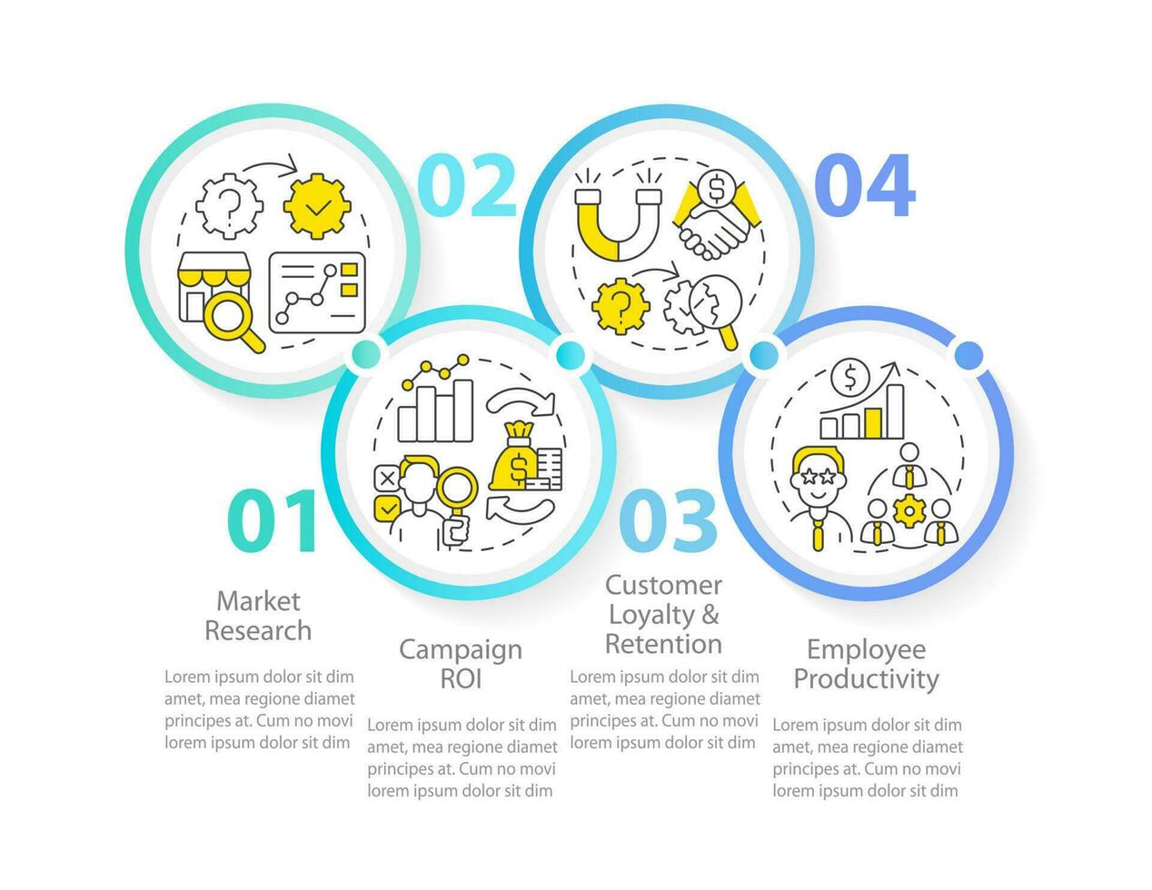 Causal research examples infographic template. Marketing. Data visualization with 4 steps. Editable timeline info chart. Workflow layout with line icons vector