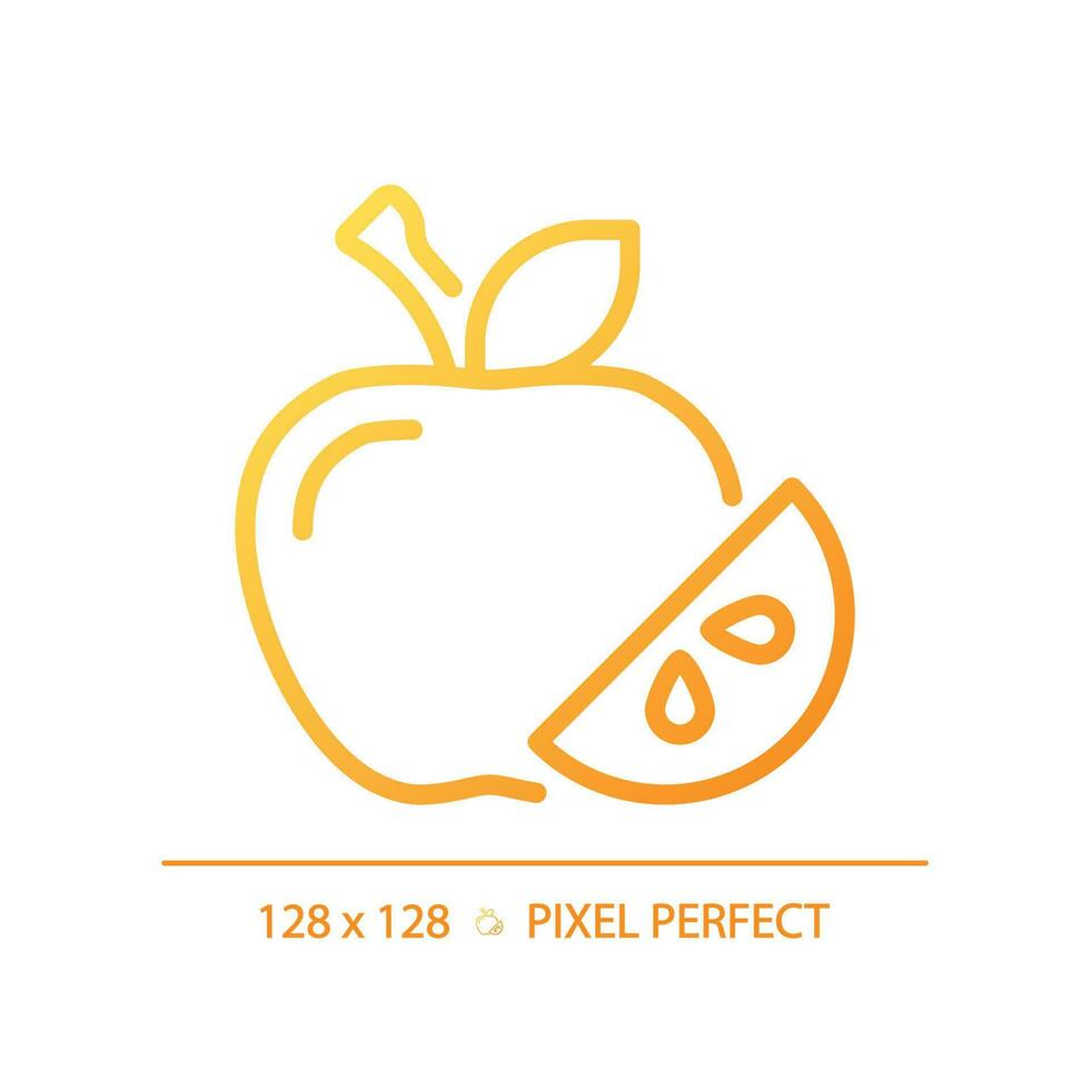 Fruits pixel perfect gradient linear vector icon. Raw food. Healthy eating. Supermarket section. Fresh produce. Thin line color symbol. Modern style pictogram. Vector isolated outline drawing