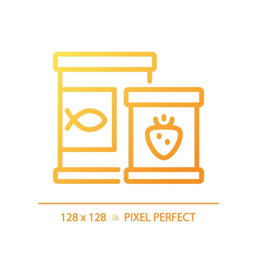Canned goods pixel perfect gradient linear vector icon. Food preservation. Ready to eat. Metal packaging. Thin line color symbol. Modern style pictogram. Vector isolated outline drawing