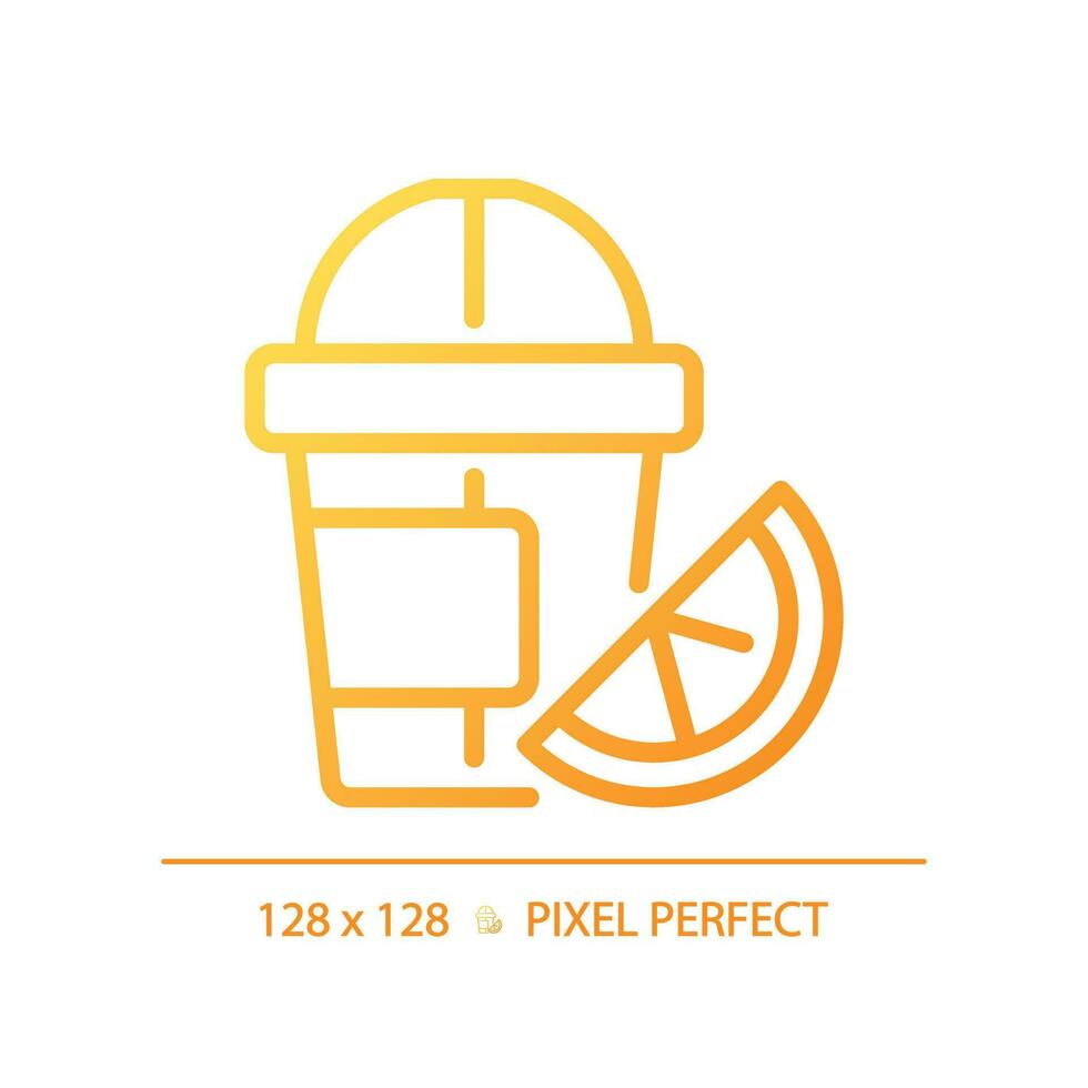 Juice pixel perfect gradient linear vector icon. Fruit drink. Beverage industry. Sweet cocktail. Detox smoothie. Thin line color symbol. Modern style pictogram. Vector isolated outline drawing