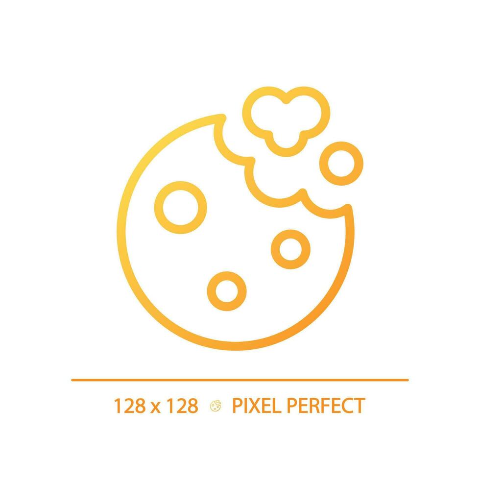 Cookies pixel perfect gradient linear vector icon. Round biscuit. Baked snack. Bakery menu. Sweet treat. Pastry shop. Thin line color symbol. Modern style pictogram. Vector isolated outline drawing