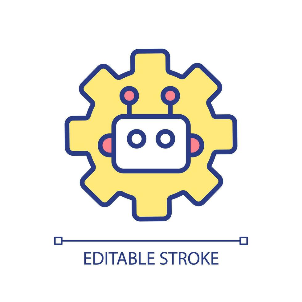Robotized technology integration RGB color icon. Machine learning algorithm settings. AI development strategy. Isolated vector illustration. Simple filled line drawing. Editable stroke