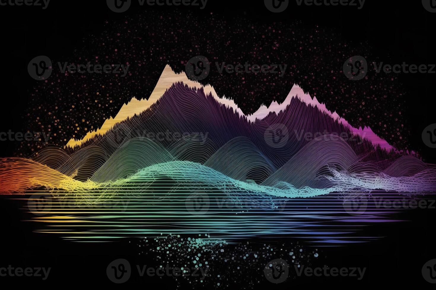 equalizer sound-wave rainbow background. Neural network photo