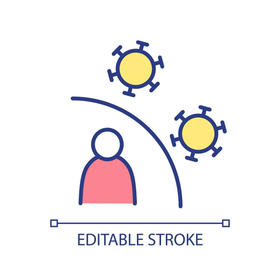 Protection from infectious diseases RGB color icon. Strong immune system. Safety from viral illness spreading Isolated vector illustration. Simple filled line drawing. Editable stroke