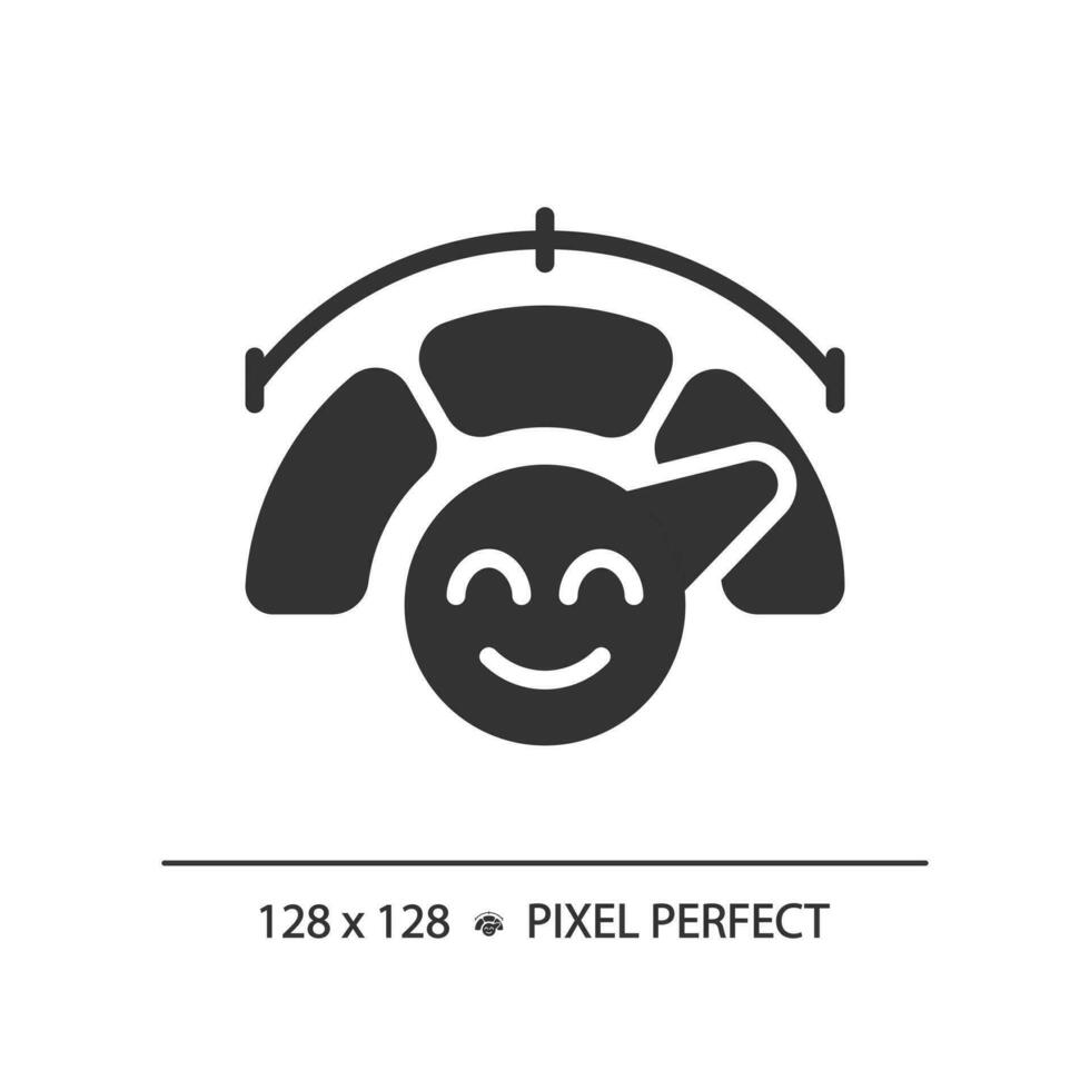 Rating scale pixel perfect black glyph icon. Representation of customer satisfaction. Client service evaluation. Silhouette symbol on white space. Solid pictogram. Vector isolated illustration