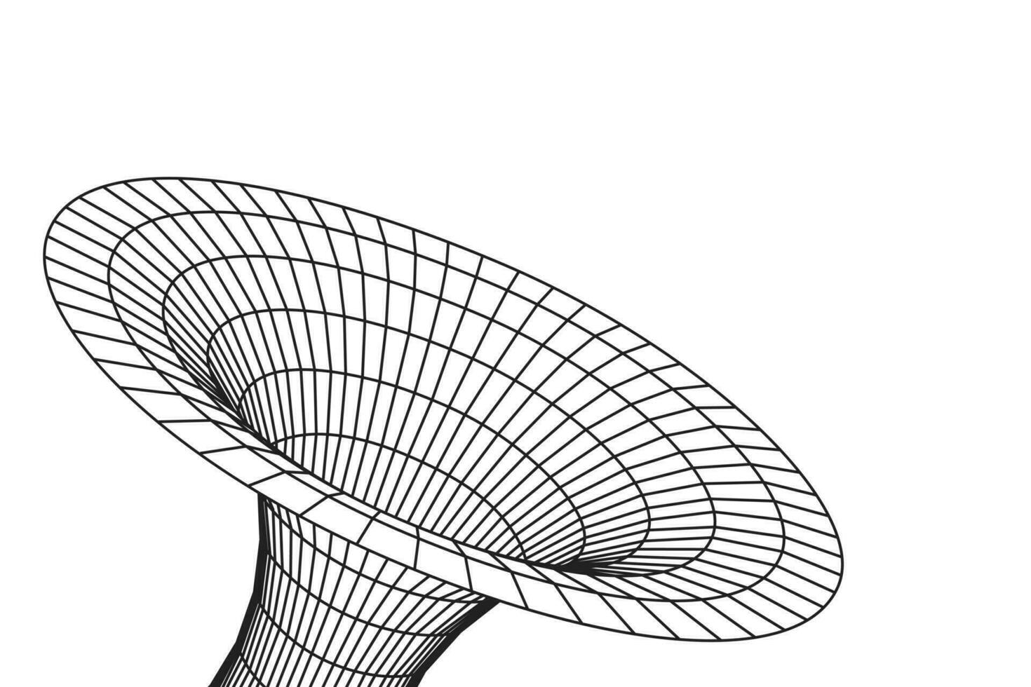 agujero de gusano geométrico cuadrícula estructura metálica túnel plano estilo diseño vector ilustración.