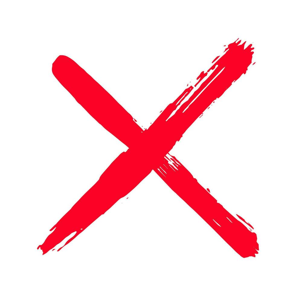 Hand drawn cross x brush stroke vector illustration icon. Cross mark wrong symbol graphic design.