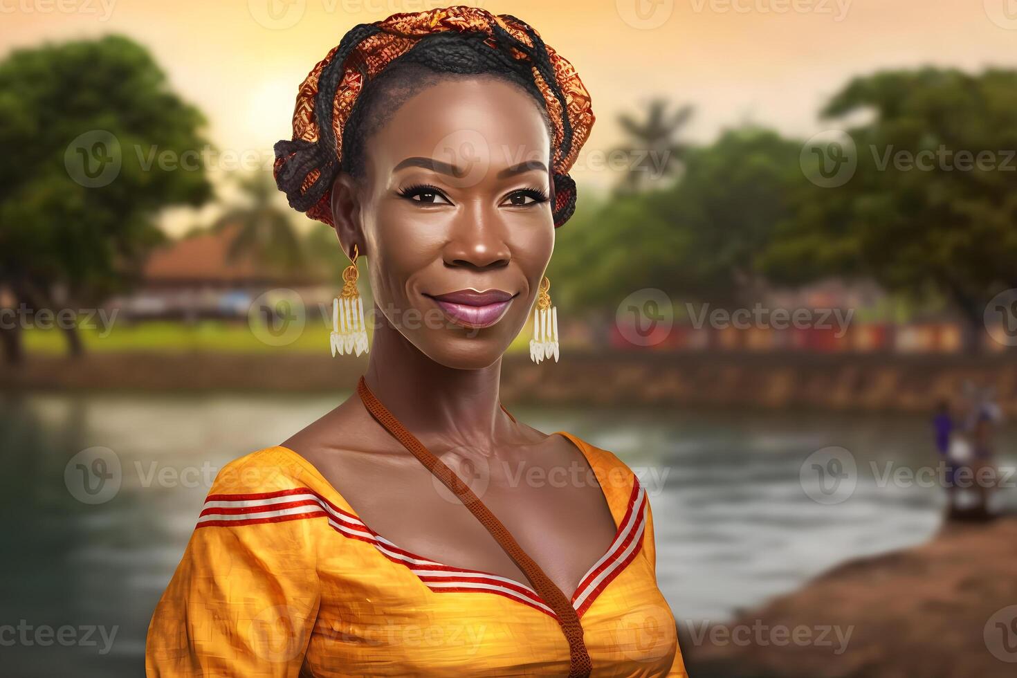 Portrait of a beautiful African woman. Neural network photo