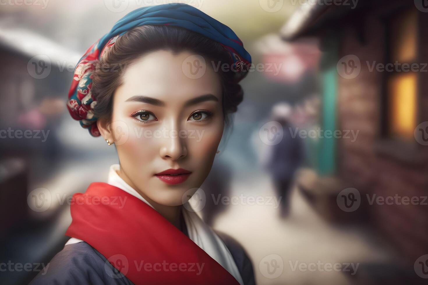 Portrait of an ethnic Korean woman. Neural network photo