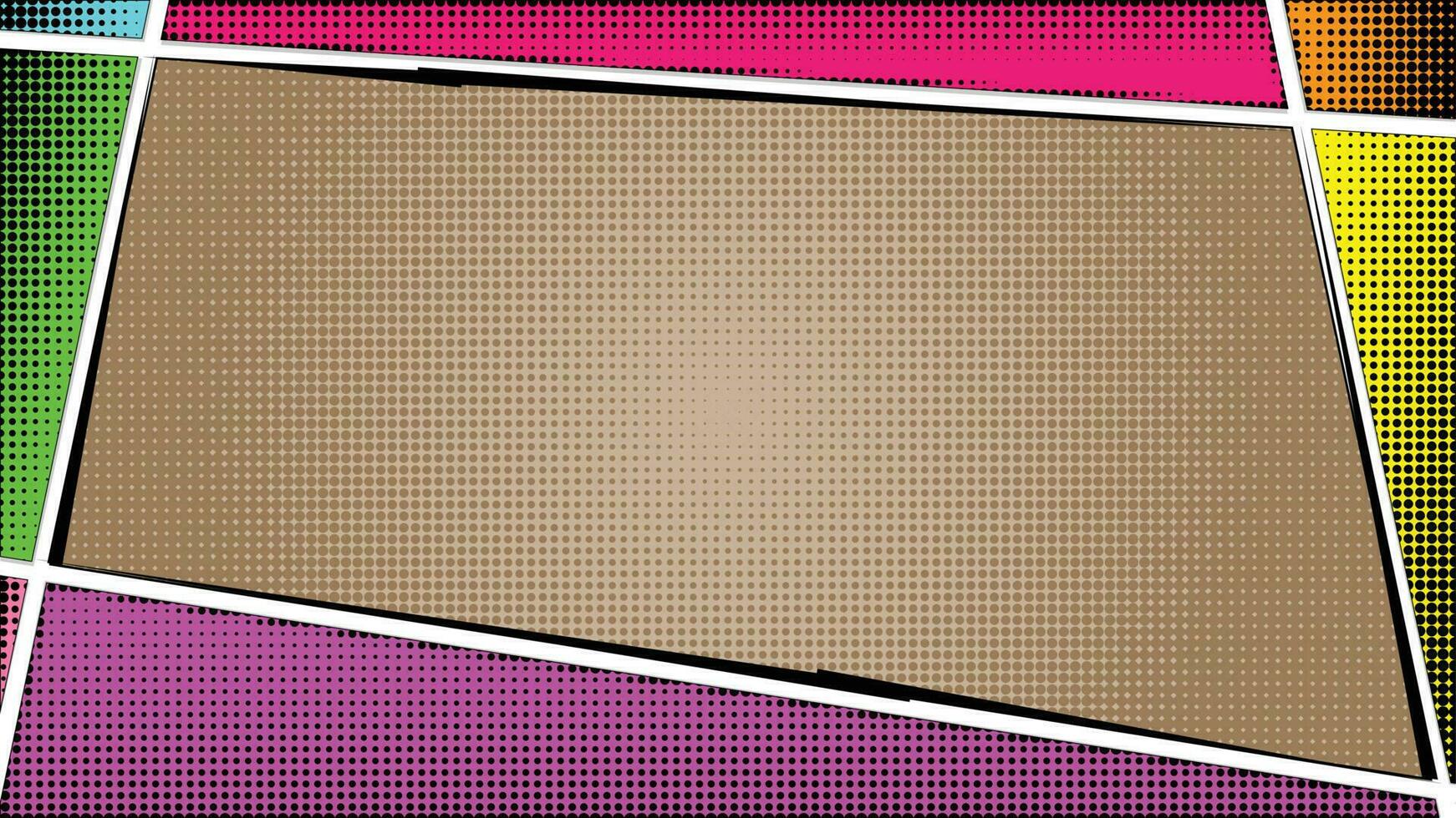 Comic style wallpaper. Empty cartoon frame. Colorful background material art. Vector comic art.