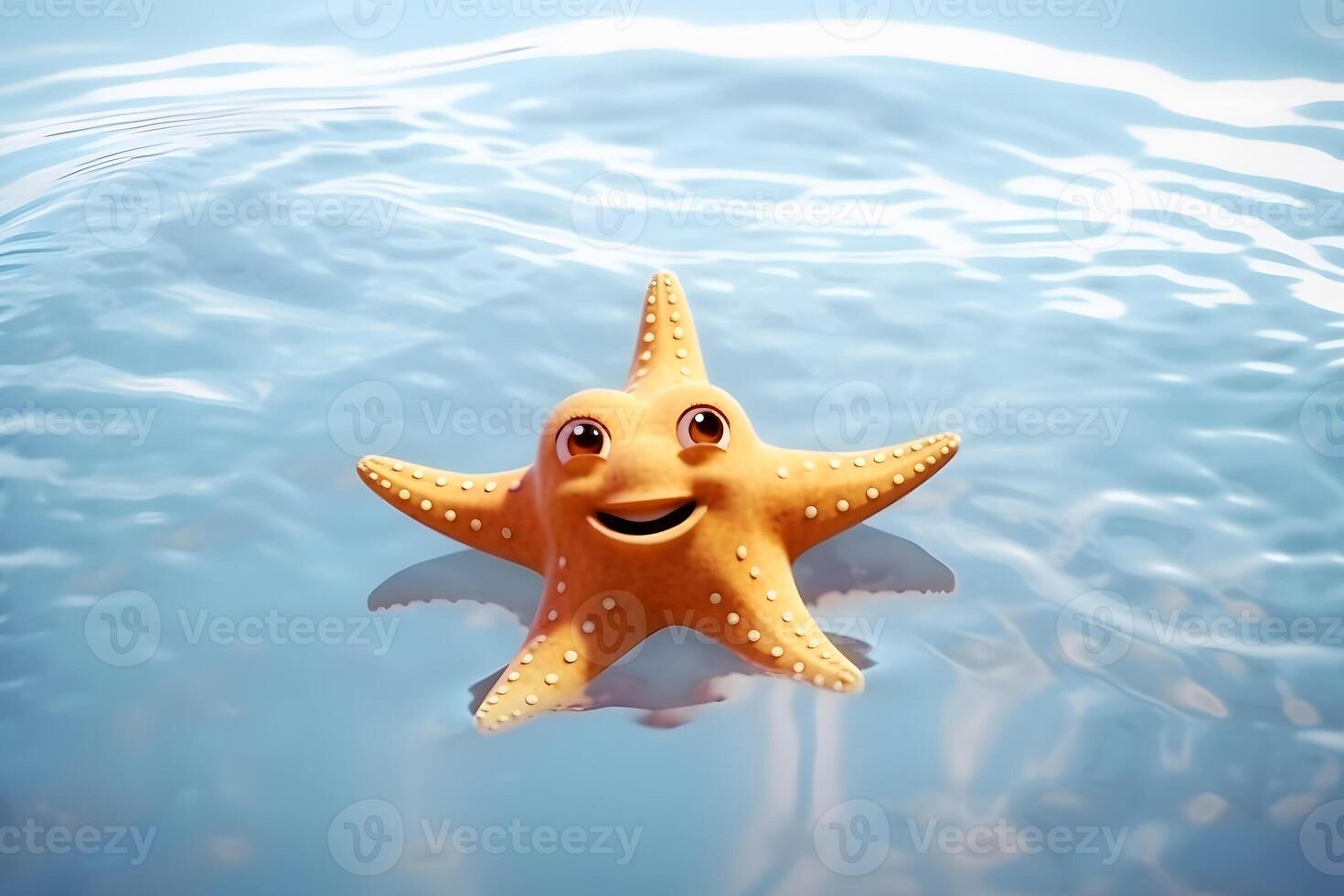 Cute kids underwater character in cartoon style. Neural network photo