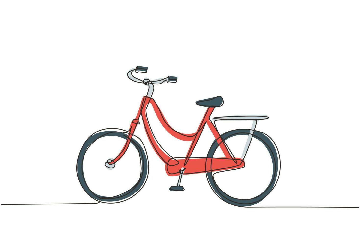 una sola línea de dibujo vista lateral bicicleta de ciudad urbana retro vintage, transporte deportivo ecológico. bicicleta relajante para la comunidad. estilo de vida saludable en bicicleta. vector gráfico de diseño de dibujo de línea continua