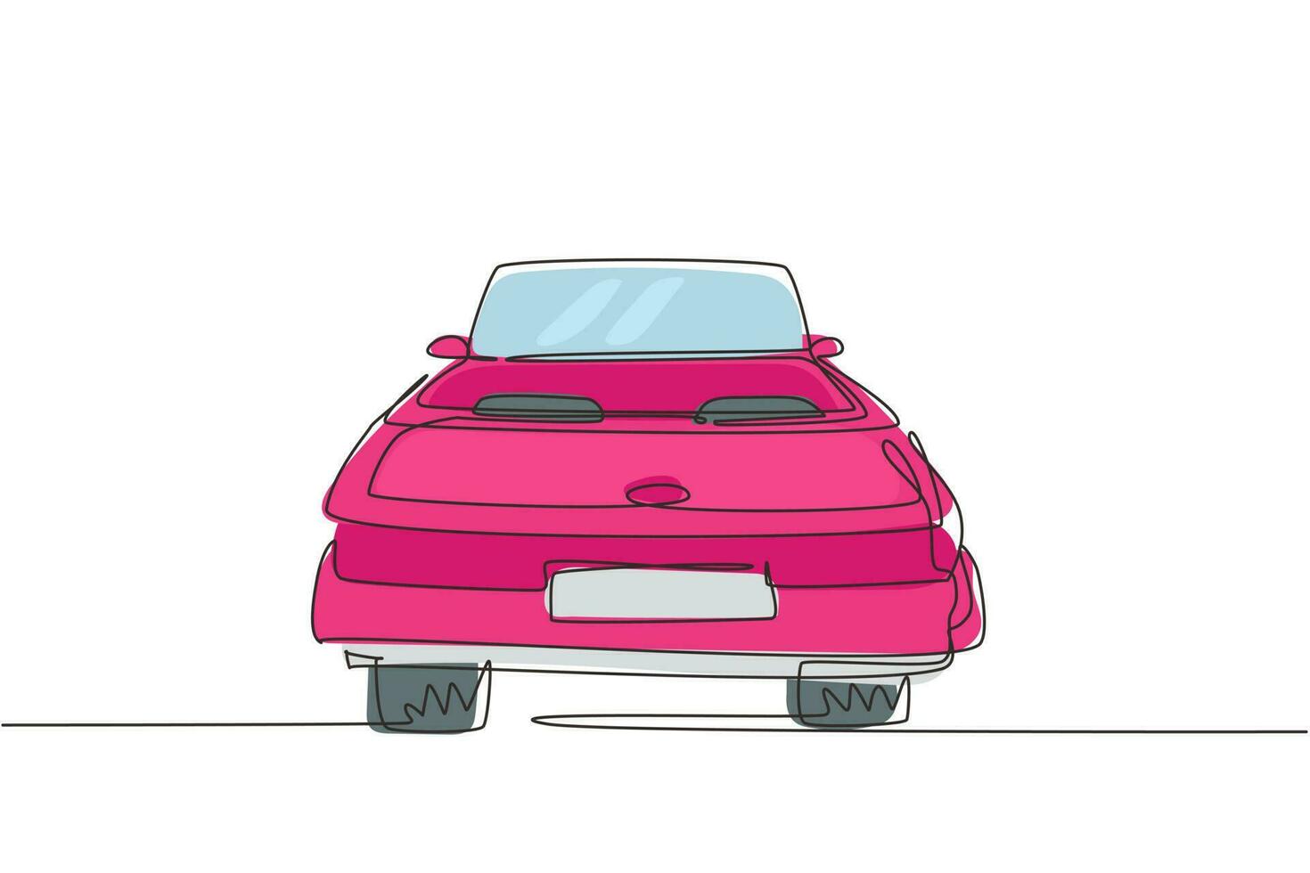 dibujo continuo de una línea icono de línea de coche deportivo convertible vintage. símbolo de esquema de coleccionistas de automóviles y diseño automotriz. vehículo de motor clásico. ilustración gráfica de vector de diseño de dibujo de una sola línea