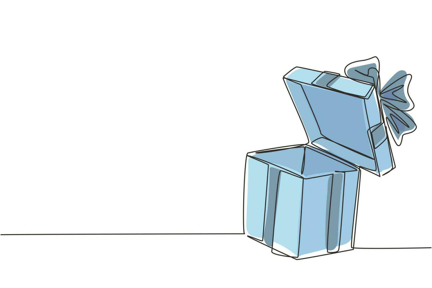 Gift box - a lined drawing. Vector illustration continuous line