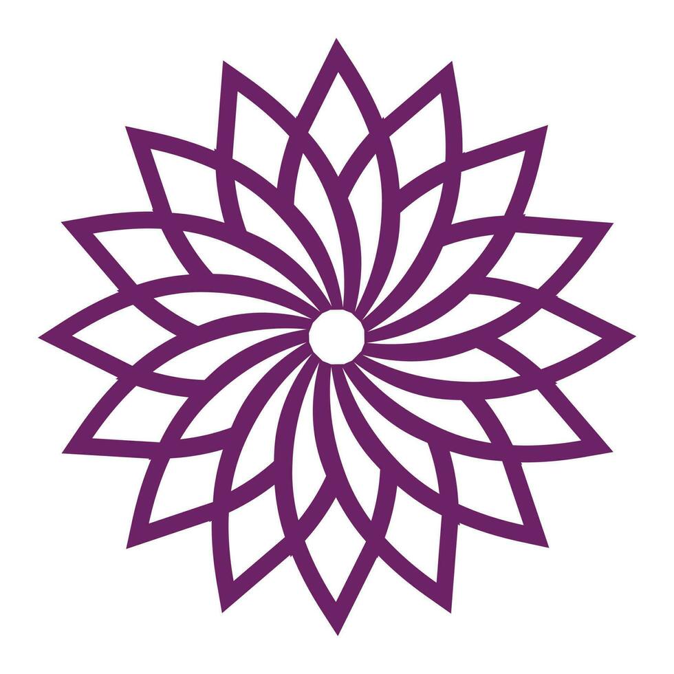 Abstract outline flower in the shape of a circle vector