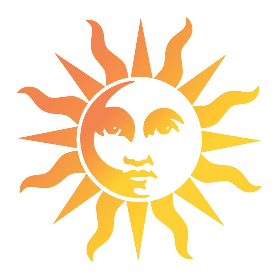The May sun, the sun with a face and warm wavy rays vector