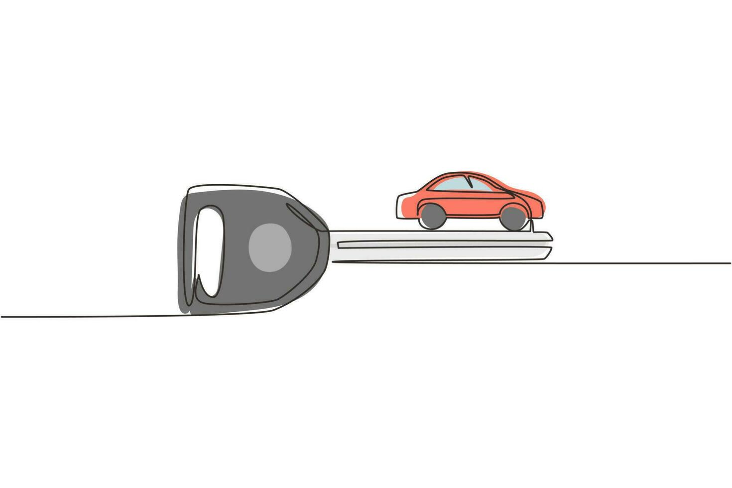 Continuous one line drawing car keys logo design template. Sale, lease and purchase of cars. Car rental concept. Suitable for vehicle business. Single line draw design vector graphic illustration