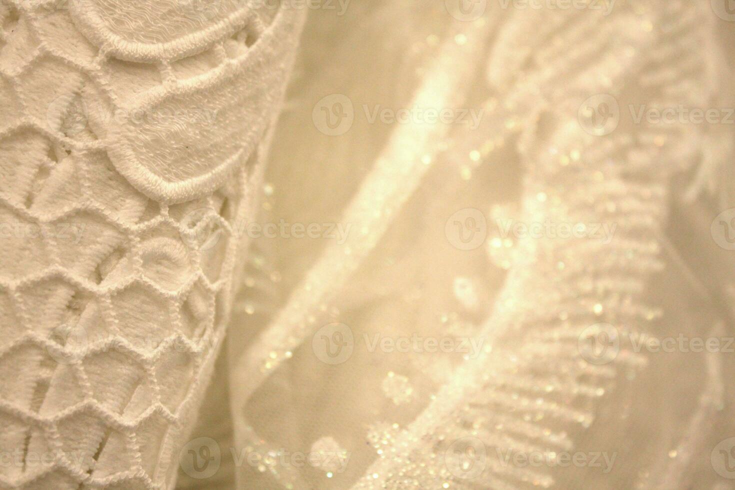 Close Up Detail of Wedding Gown Material photo