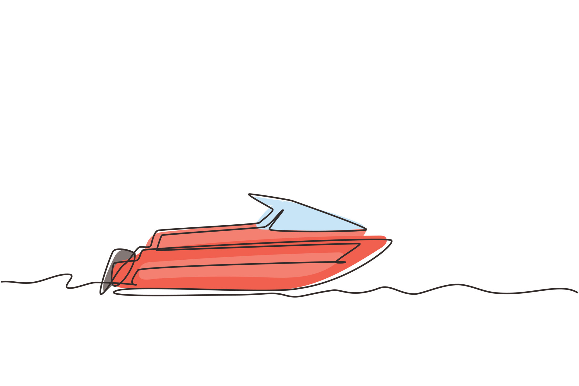 Premium Vector  Continuous line drawing from the boat traveling at high  speed in the waters.