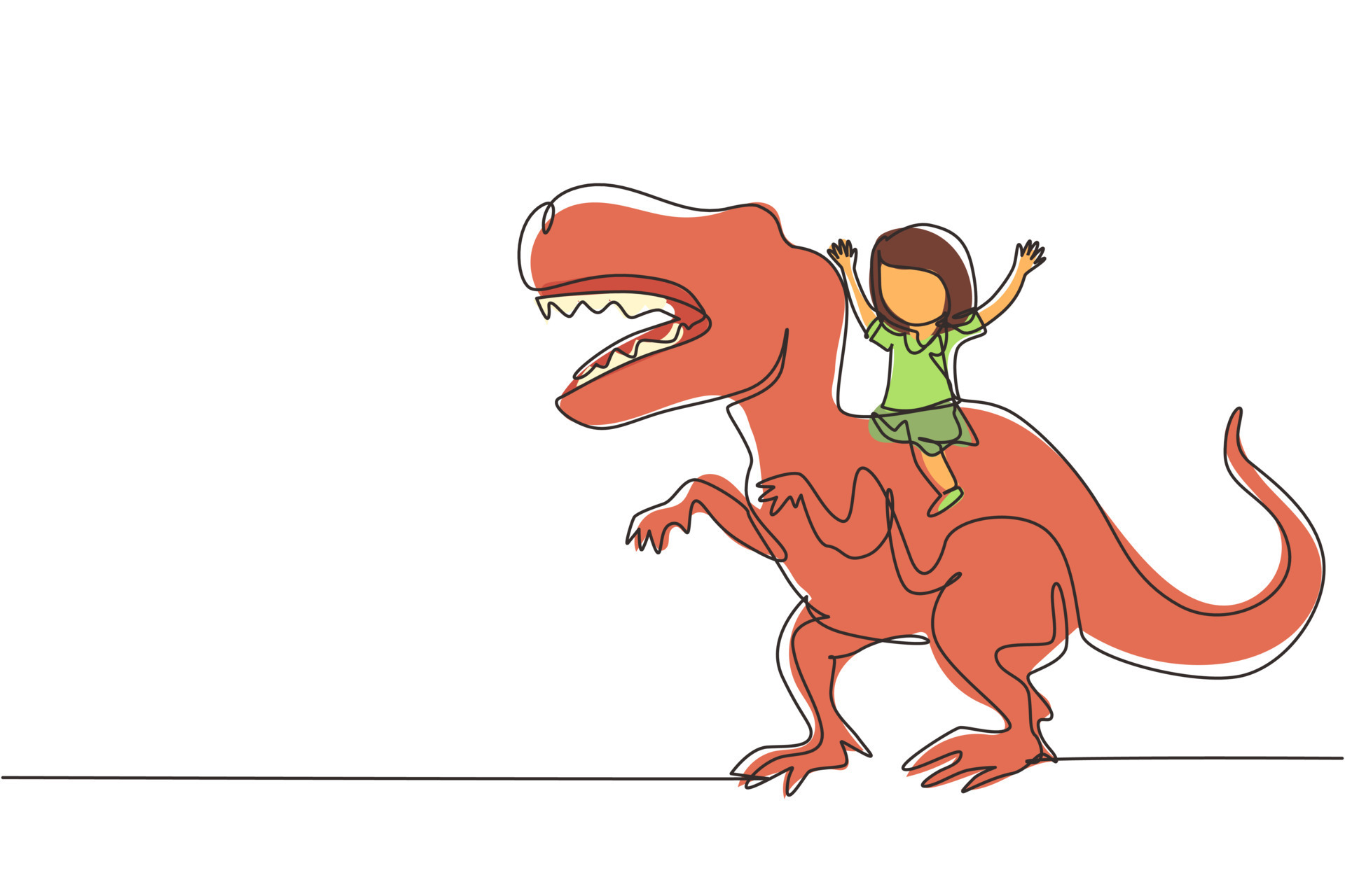 Girl Riding Dinosaur
