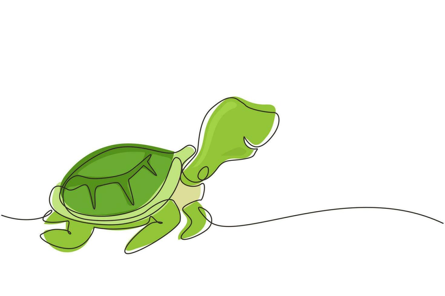 Single continuous line drawing turtle for marine company logo identity. Adorable creature reptile animal mascot concept for conservation foundation. One line draw graphic design vector illustration