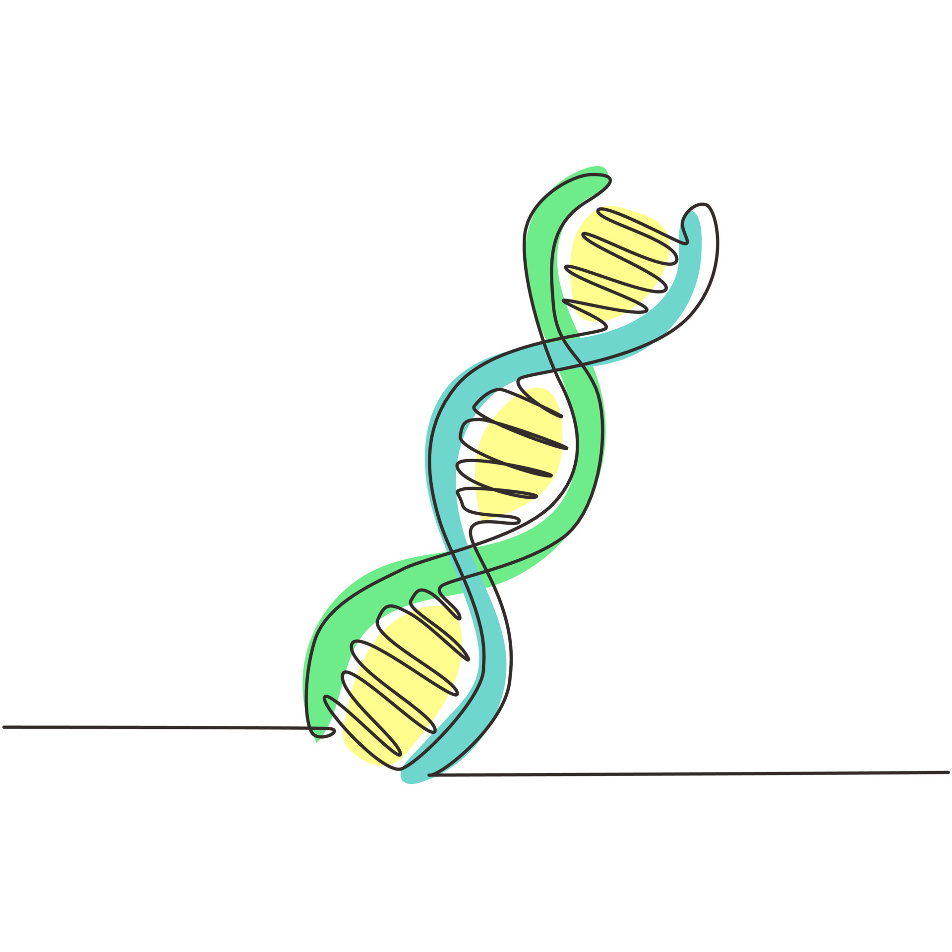 Single one line drawing helix or DNA. Low poly wireframe style. Concept