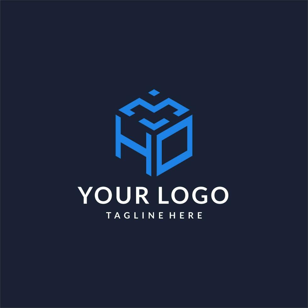 HO logo hexagon designs, best monogram initial logo with hexagonal shape design ideas vector
