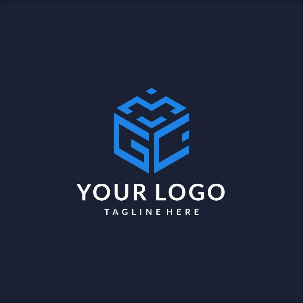 GC logo hexagon designs, best monogram initial logo with hexagonal shape design ideas vector
