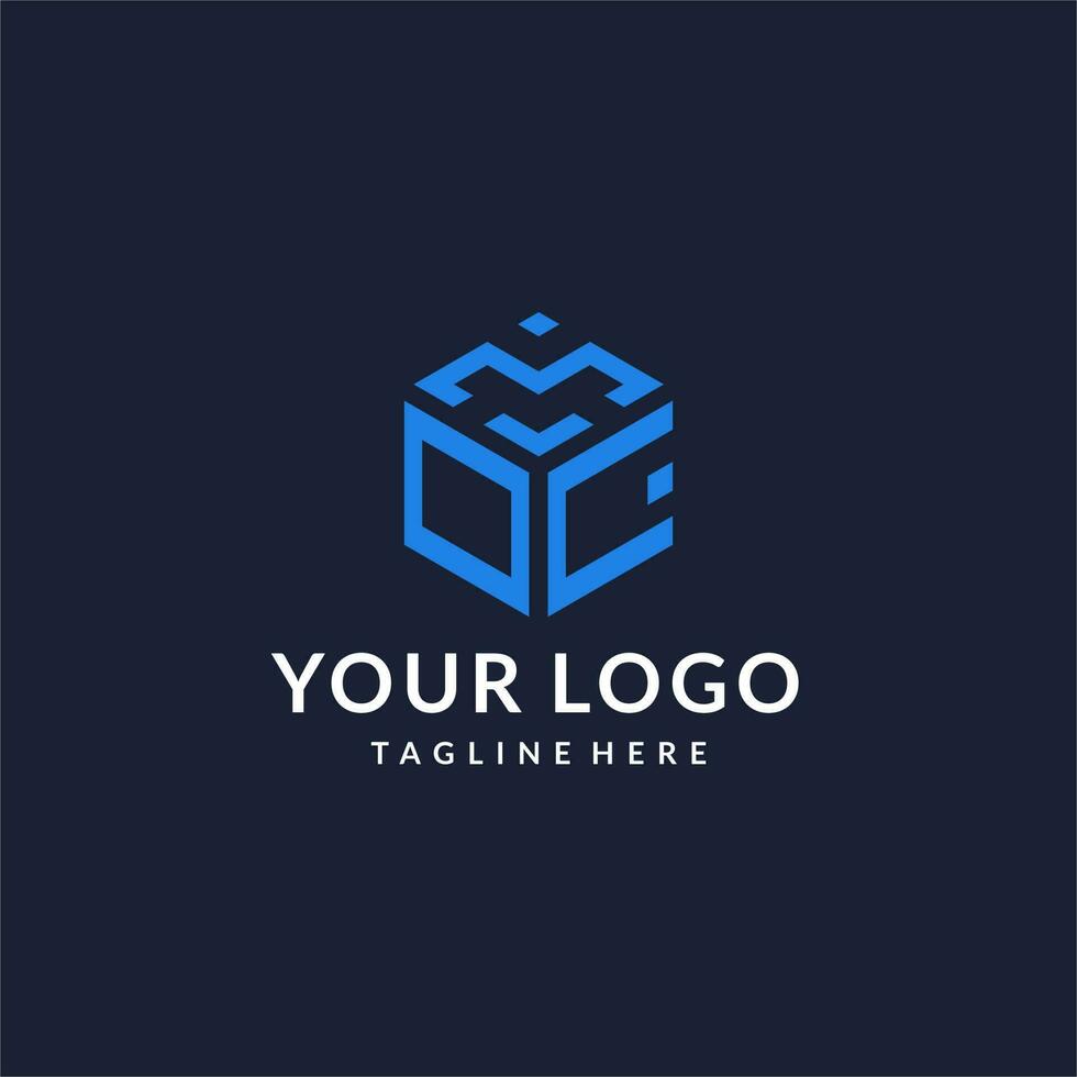 OC logo hexagon designs, best monogram initial logo with hexagonal shape design ideas vector