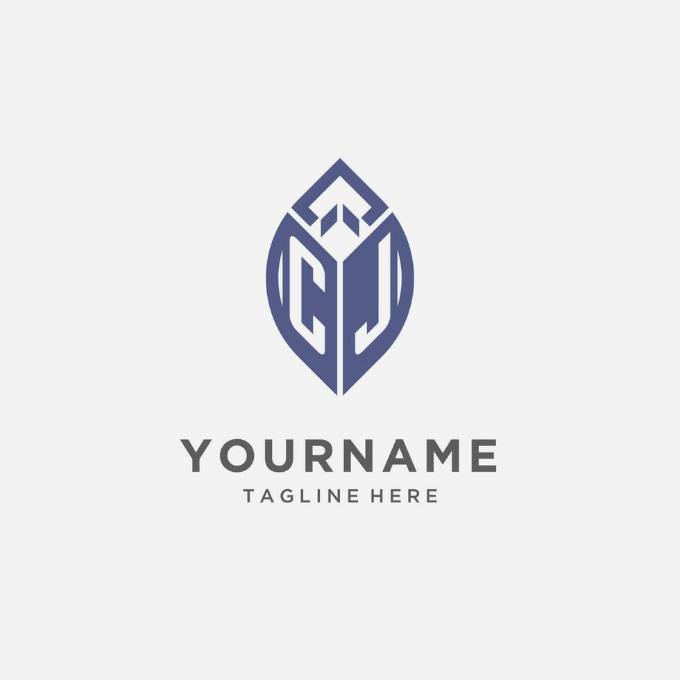 CJ logo with leaf shape, clean and modern monogram initial logo design vector