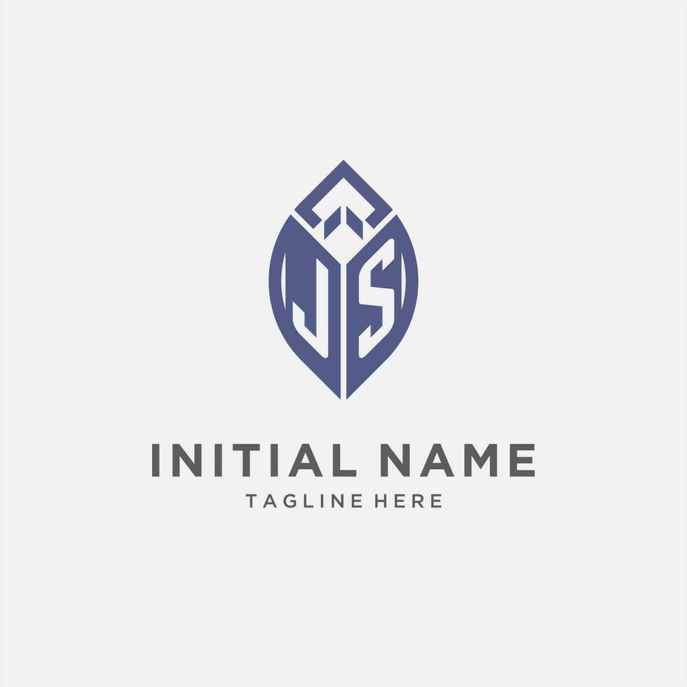 JS logo with leaf shape, clean and modern monogram initial logo design vector