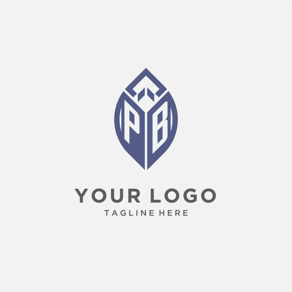 PB logo with leaf shape, clean and modern monogram initial logo design vector