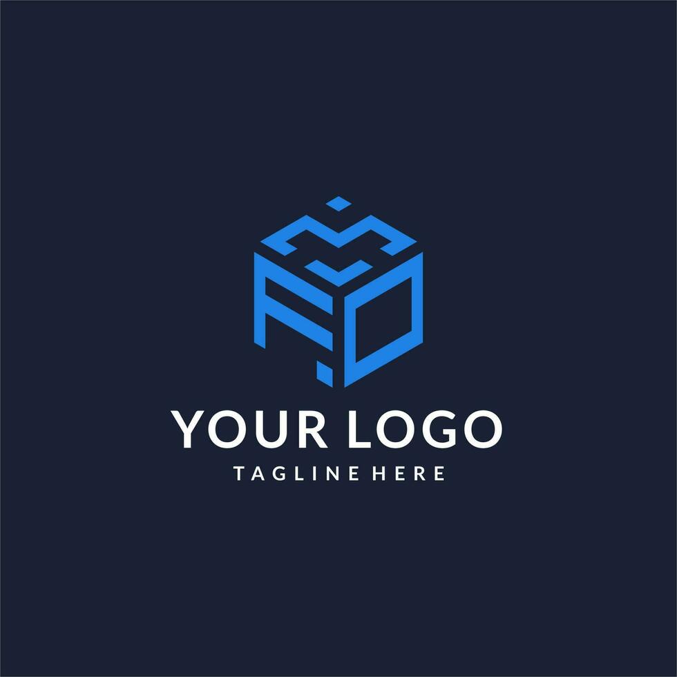 FO logo hexagon designs, best monogram initial logo with hexagonal shape design ideas vector