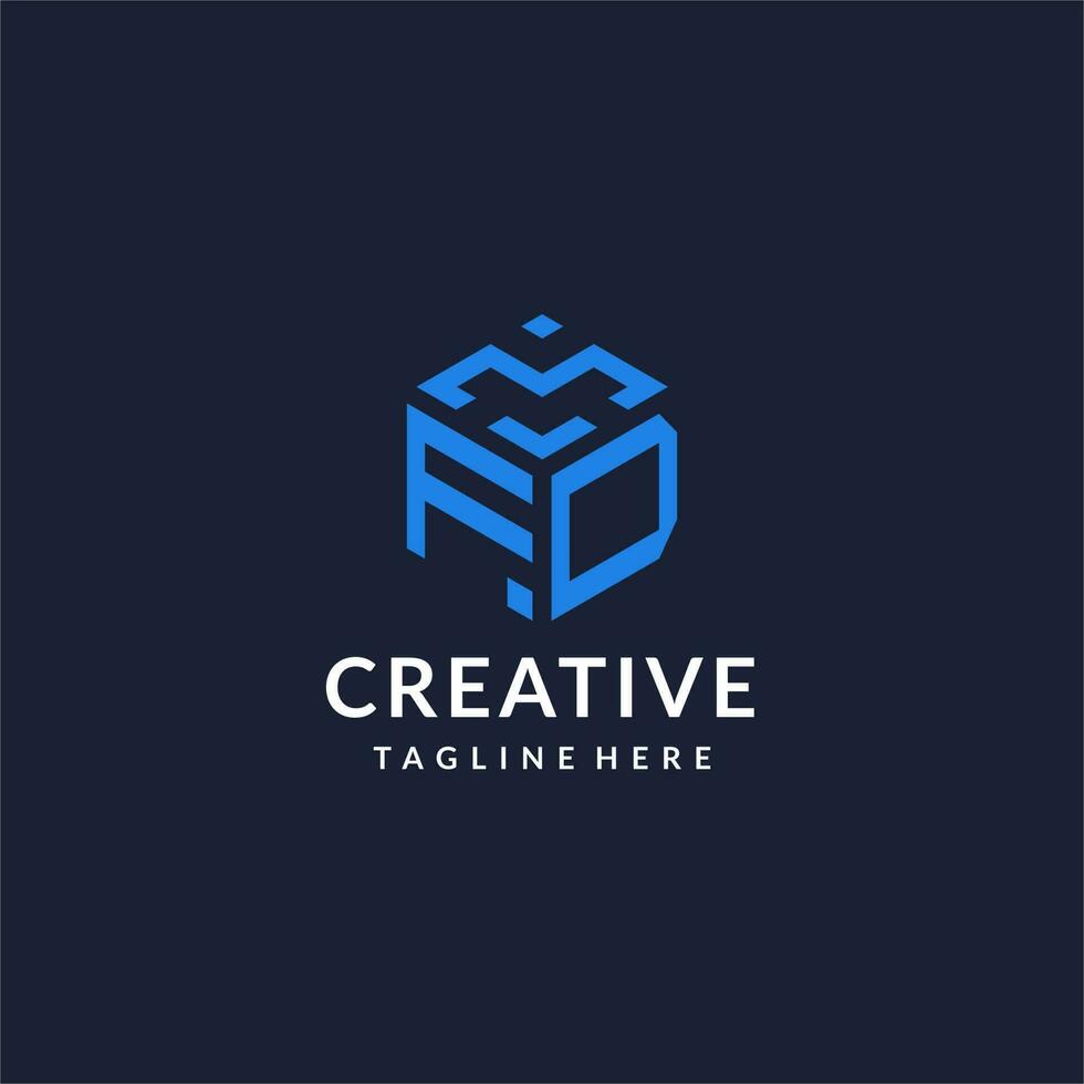 FD logo hexagon designs, best monogram initial logo with hexagonal shape design ideas vector