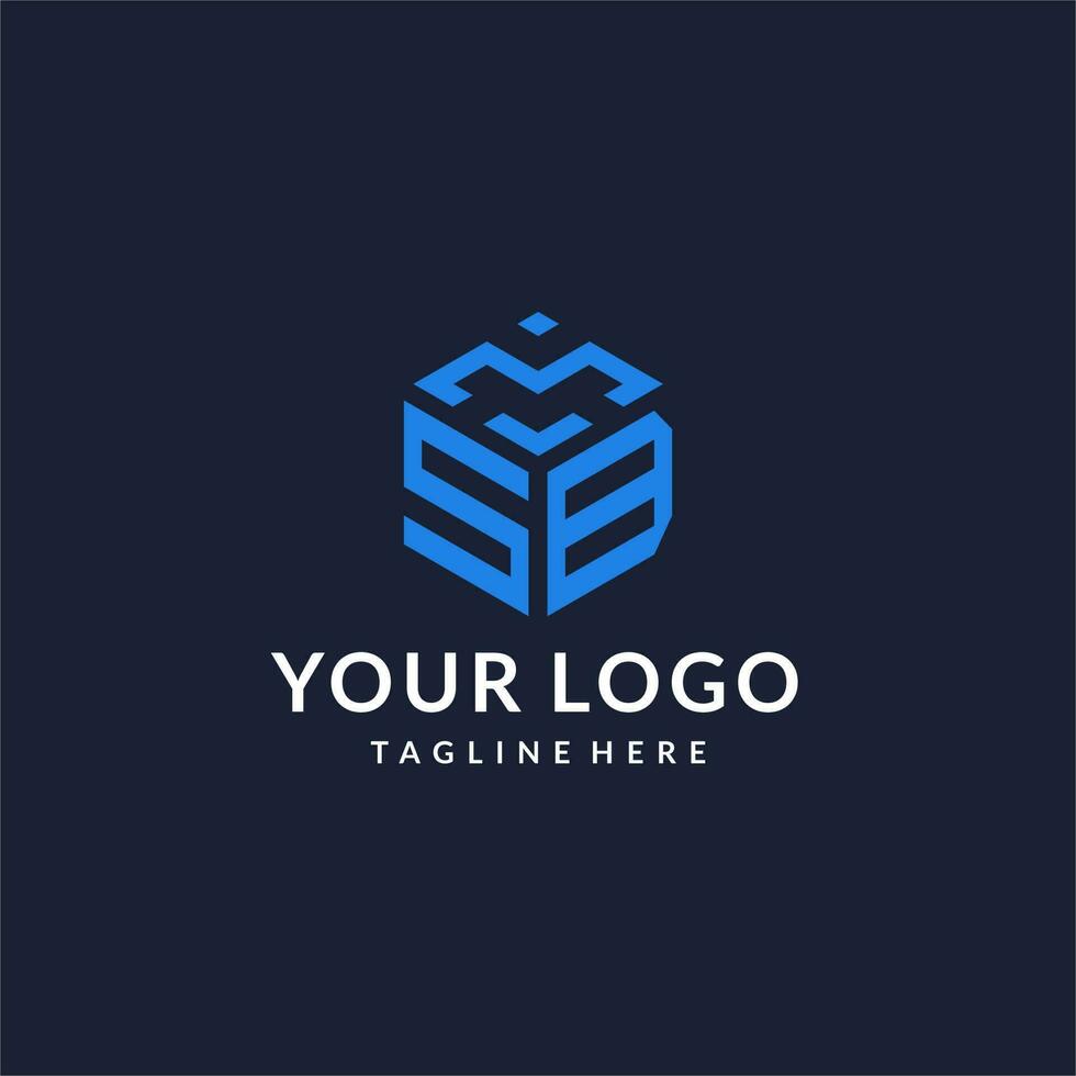 SB logo hexagon designs, best monogram initial logo with hexagonal shape design ideas vector