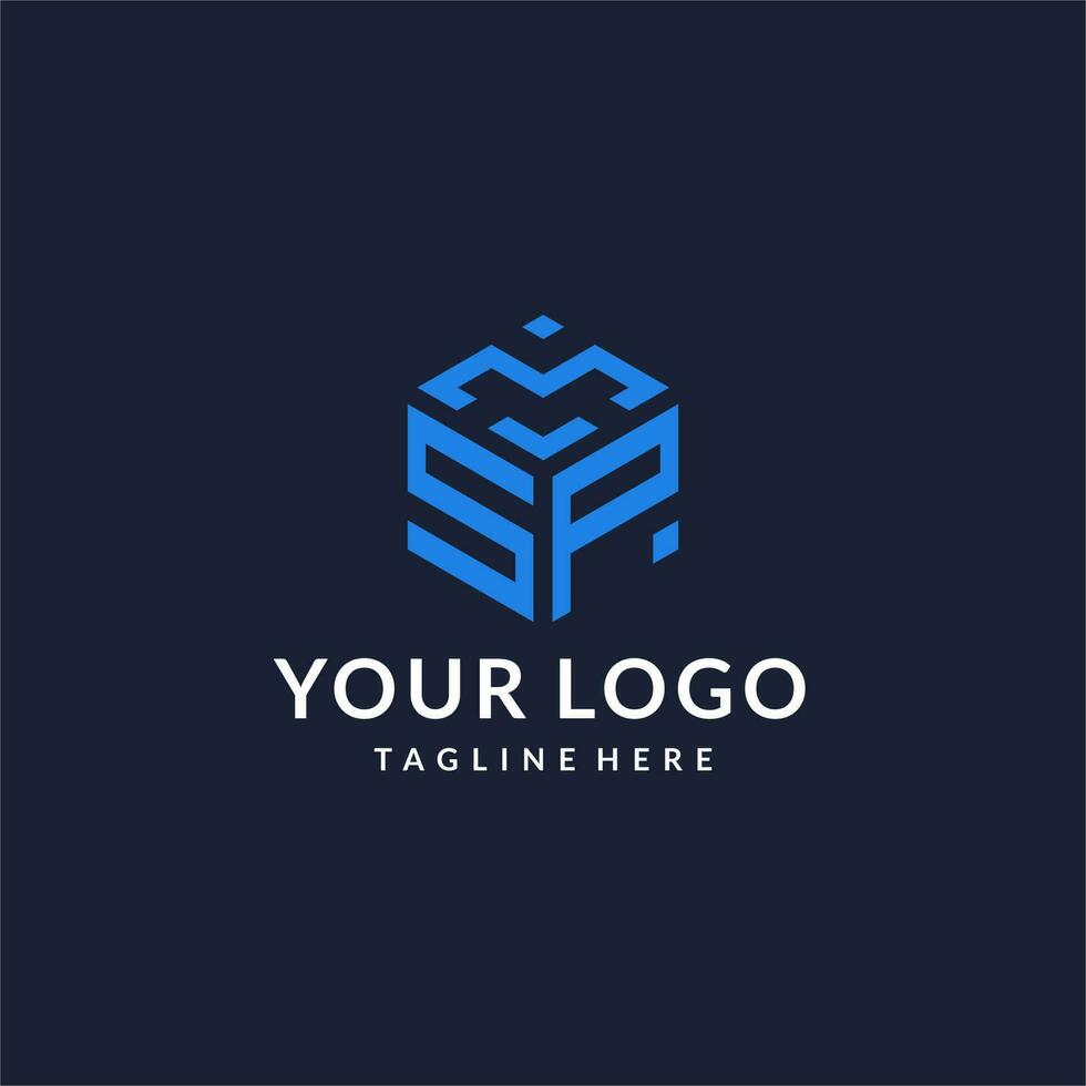 SP logo hexagon designs, best monogram initial logo with hexagonal shape design ideas vector