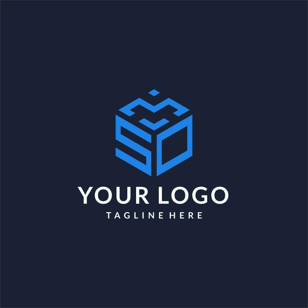 SO logo hexagon designs, best monogram initial logo with hexagonal shape design ideas vector