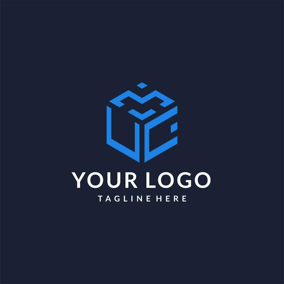 UC logo hexagon designs, best monogram initial logo with hexagonal shape design ideas vector