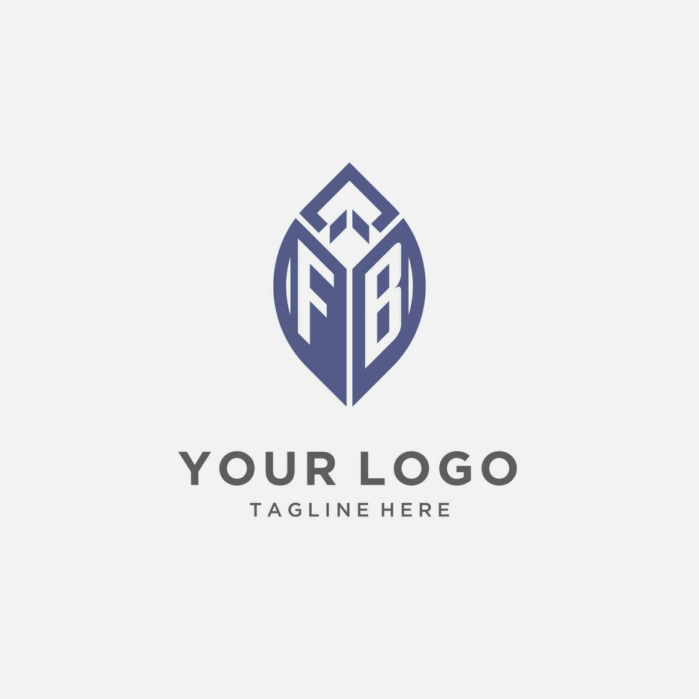 FB logo with leaf shape, clean and modern monogram initial logo design vector